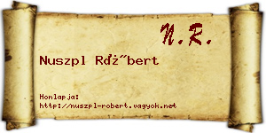 Nuszpl Róbert névjegykártya